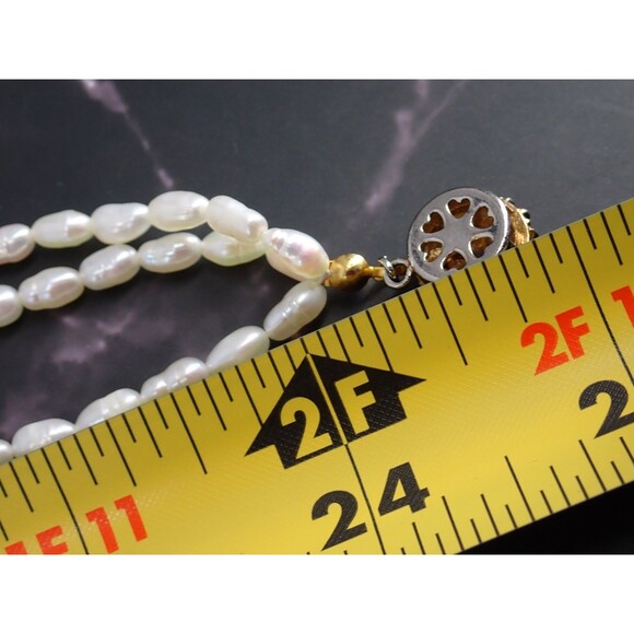 Genuine Fresh Water Rice White Pearls 3 Strand Necklace Box Clasp Vintage 24" - Picture 13 of 15